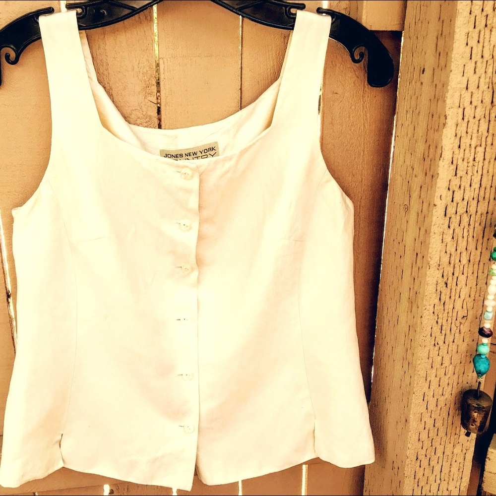 Jones NY Vintage style Cream Linen Silk Cami  -10p